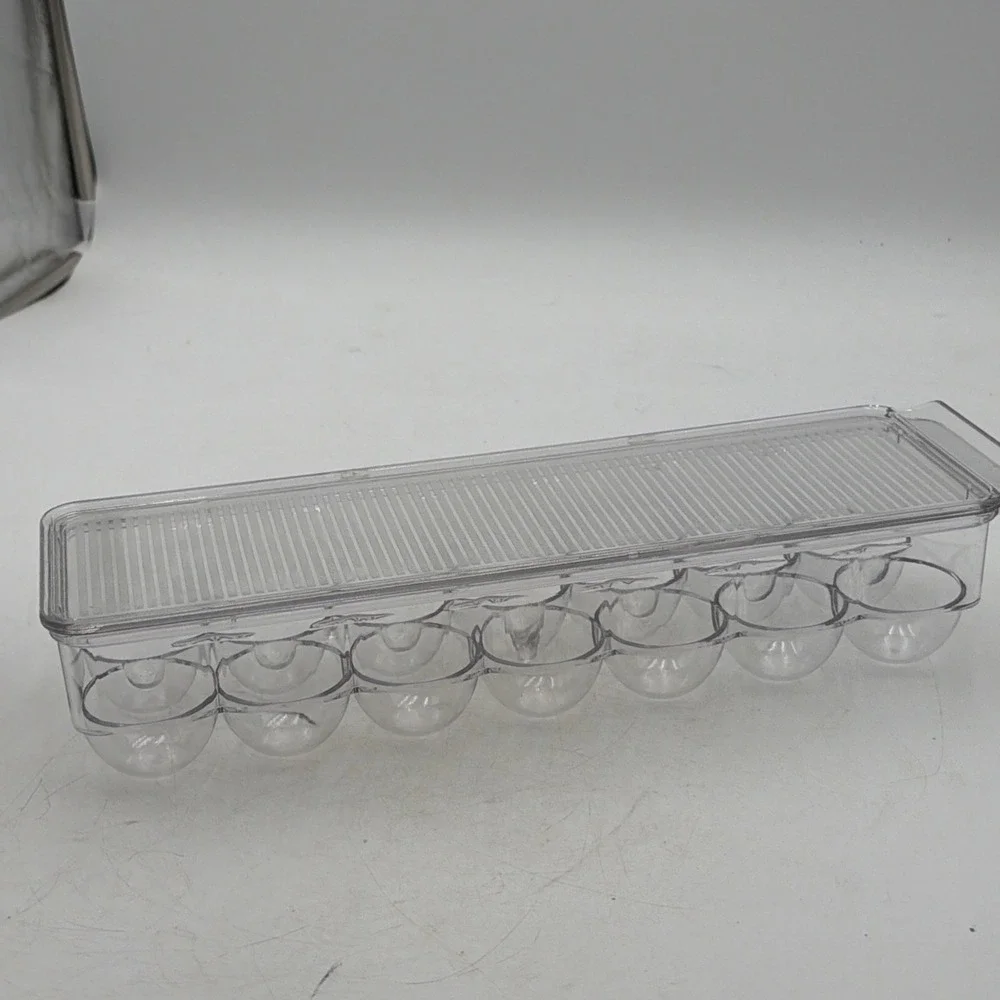 Egg Container for Refrigerator - 14 Egg Holder/Storage with Lid & Handle